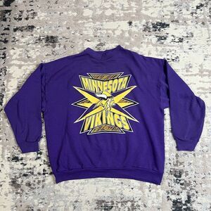 Vintage 90s Logo 7 Minnesota Vikings Purple Crewneck Sweatshirt Sz XL USA Made